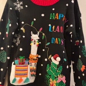 Holiday Time “Happy Llama Days” Ugly Christmas Sweater – XS (0–2)